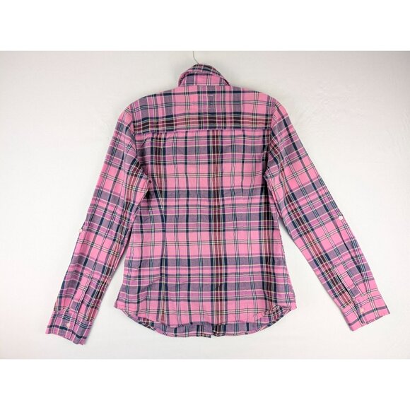 Aeropostale Eighty Seven Womens Medium Pink Plaid Long Sleeve Button Up Shirt - Picture 6 of 7